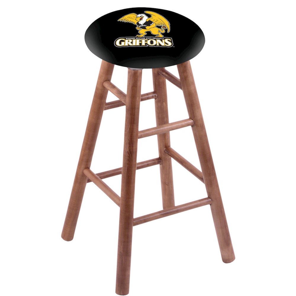 Maple Counter Stool in Medium Finish with Missouri Western State Seat