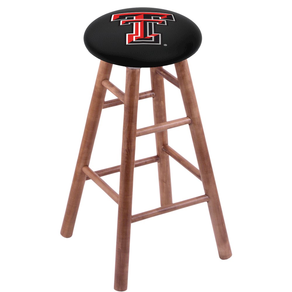 Maple Bar Stool in Medium Finish with Texas Tech Seat
