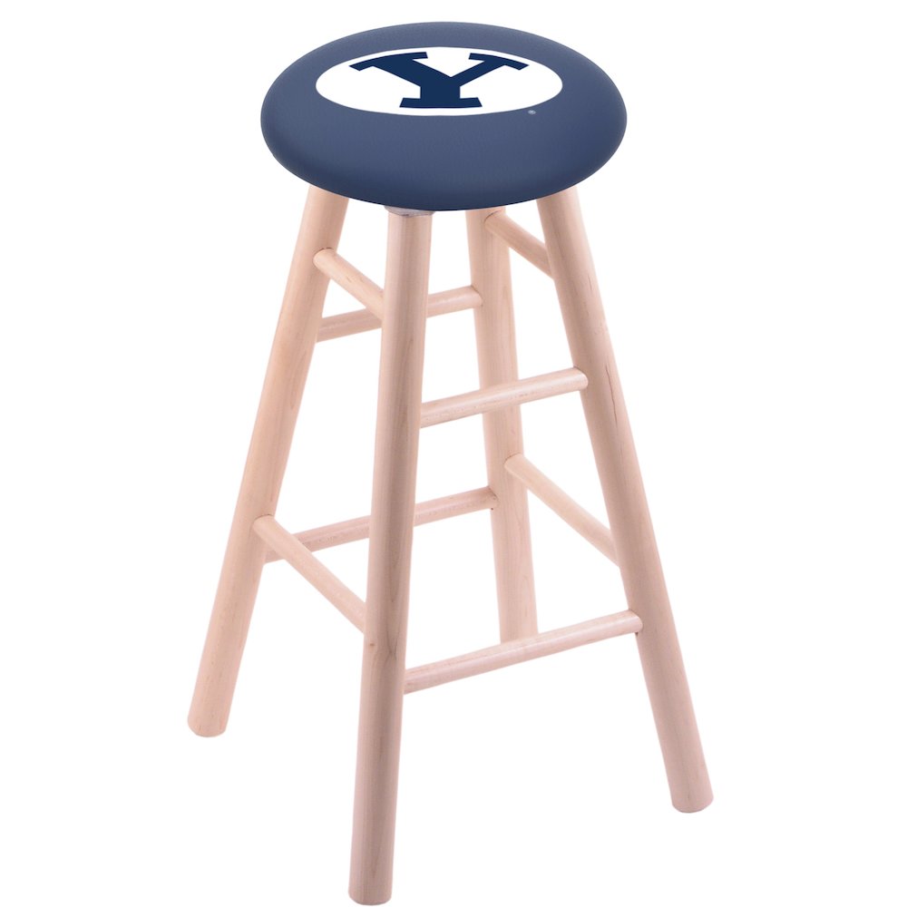 Maple Counter Stool in Natural Finish with Brigham Young Seat