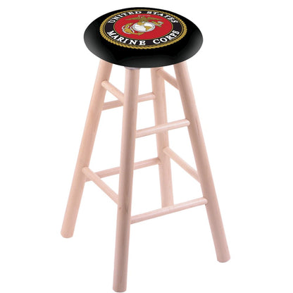 Maple Counter Stool in Natural Finish with U.S. Marines Seat