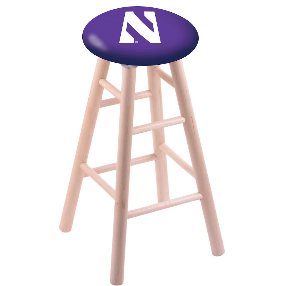 Maple Bar Stool in Natural Finish with Northwestern Seat