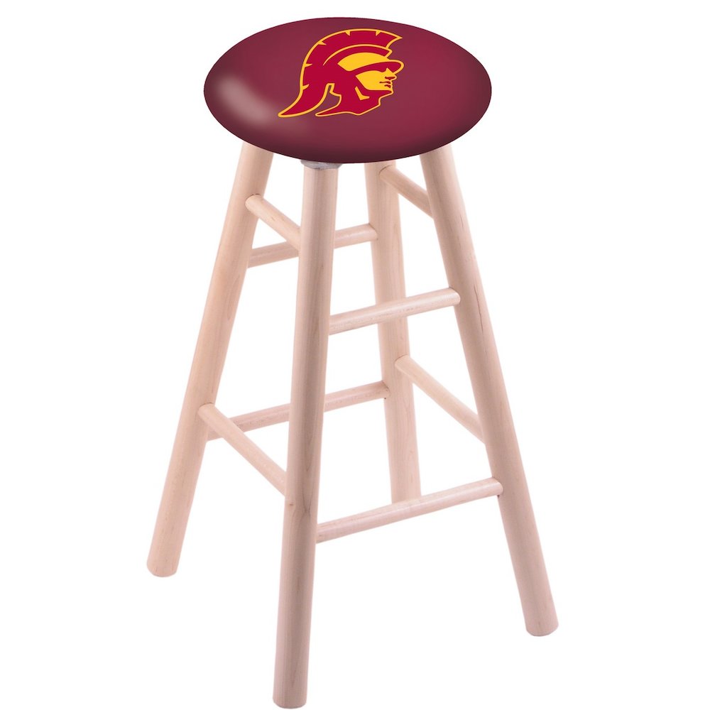 Maple Counter Stool in Natural Finish with USC Trojans Seat