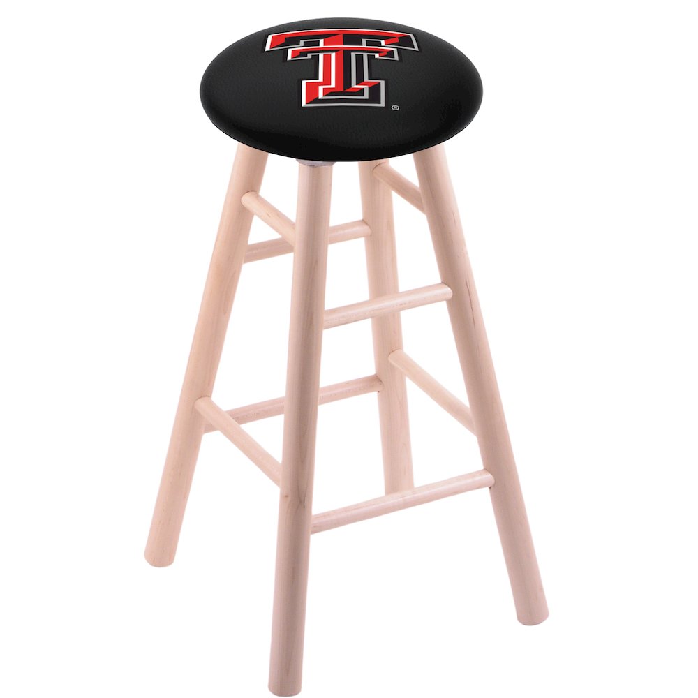 Maple Counter Stool in Natural Finish with Texas Tech Seat