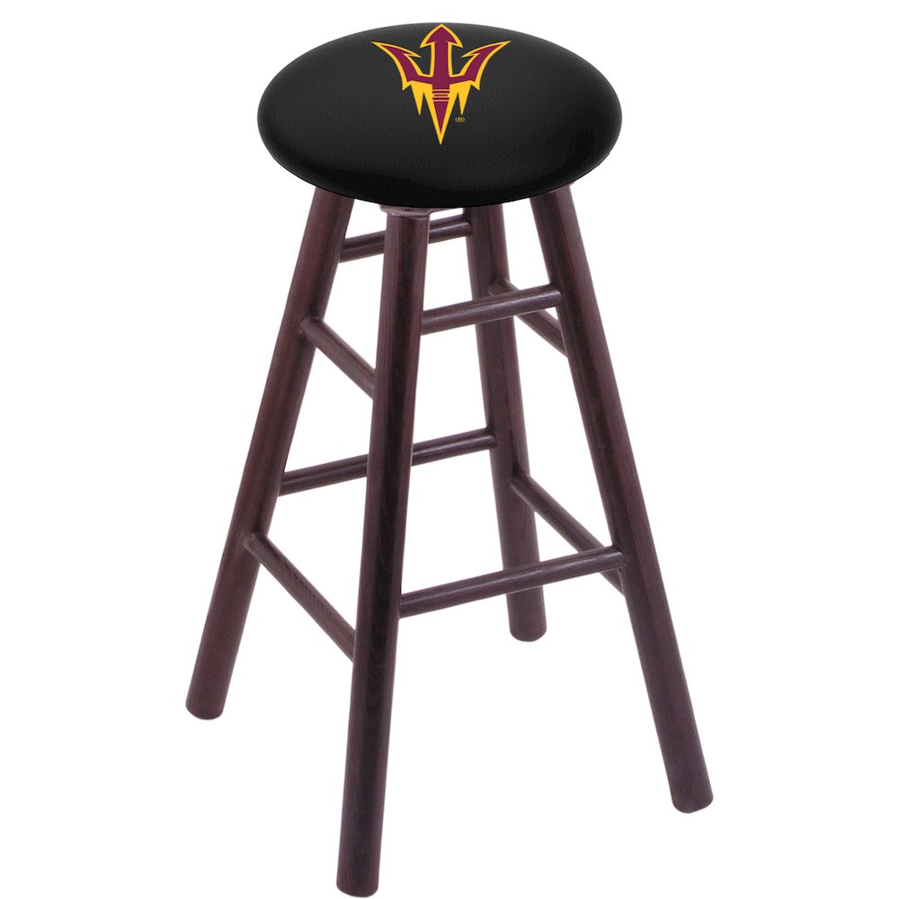 Oak Counter Stool in Dark Cherry Finish with Arizona State (Pitchfork) Seat