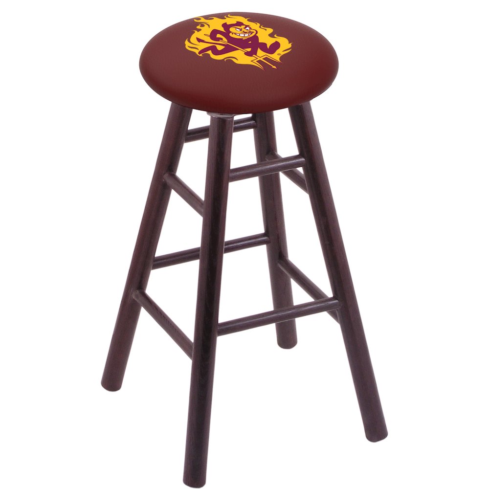 Oak Counter Stool in Dark Cherry Finish with Arizona State (Sparky) Seat