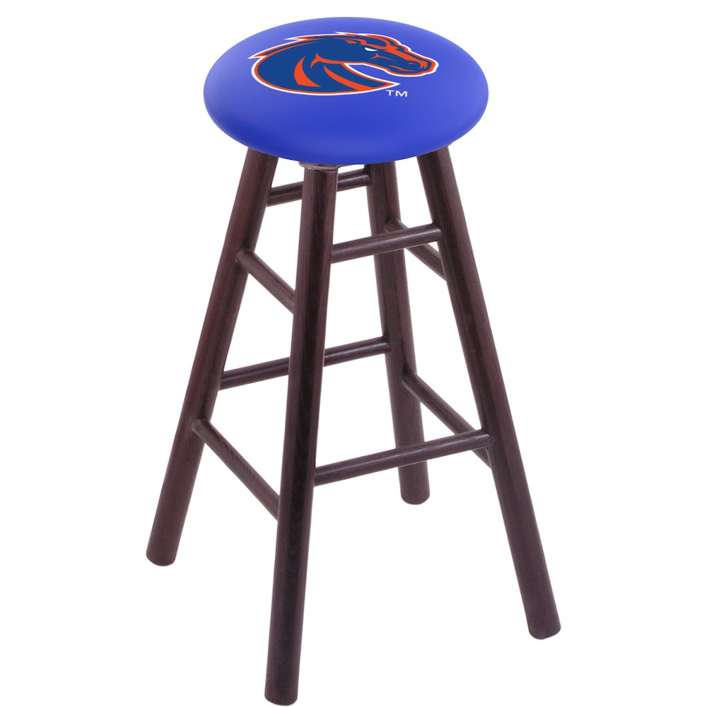 Oak Counter Stool in Dark Cherry Finish with Boise State Seat