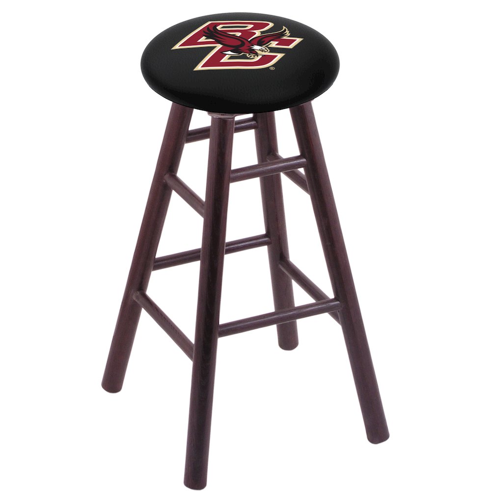 Oak Counter Stool in Dark Cherry Finish with Boston College Seat