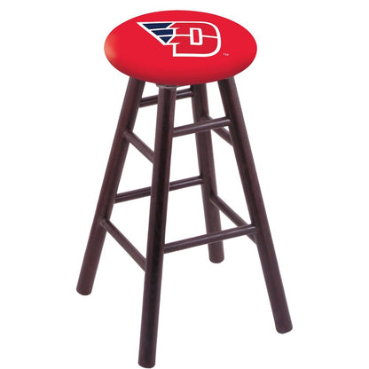 Oak Bar Stool in Dark Cherry Finish with University of Dayton Seat