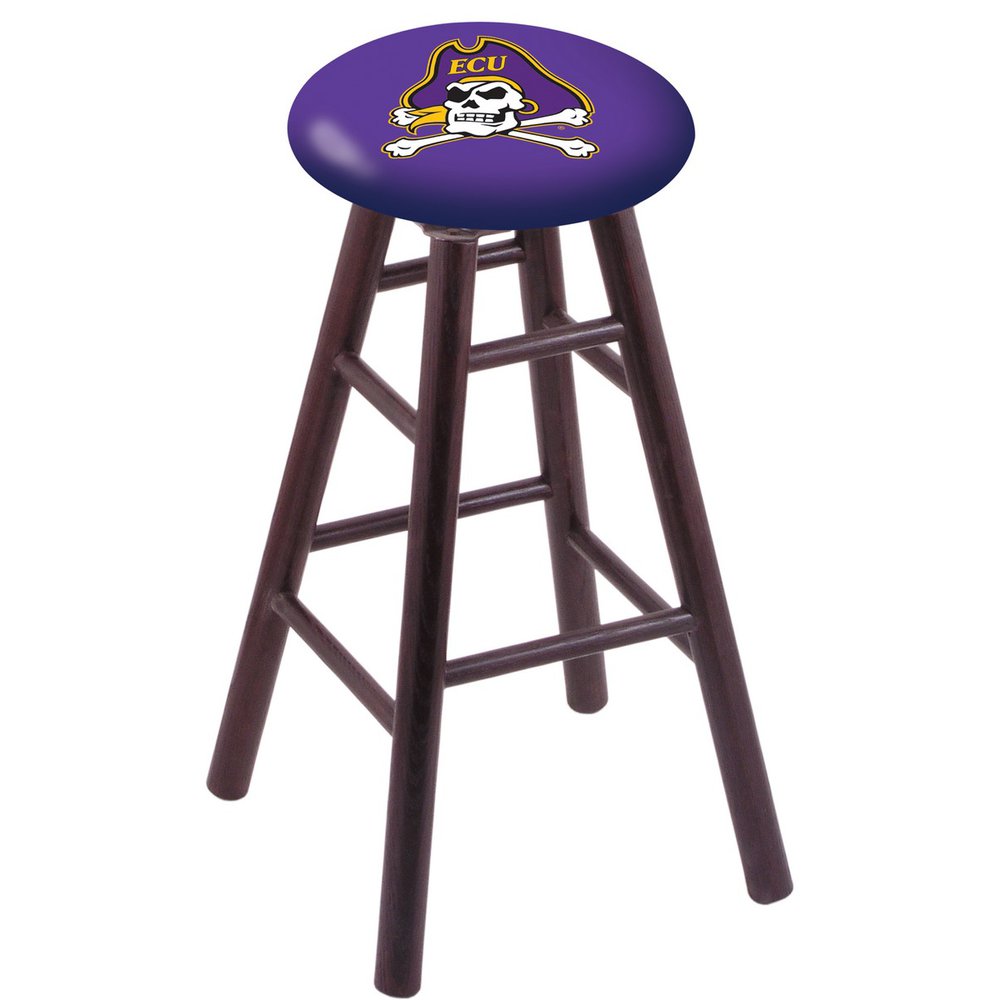 Oak Counter Stool in Dark Cherry Finish with East Carolina Seat