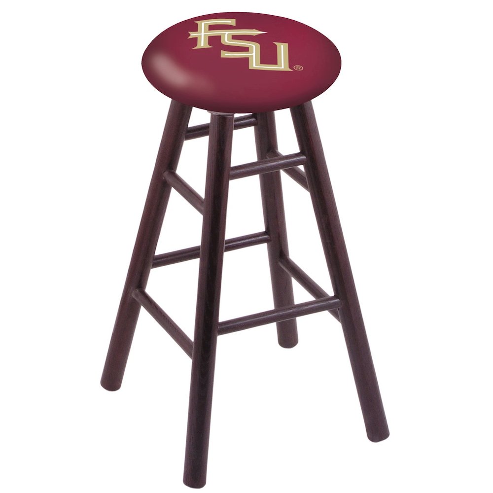 Oak Counter Stool in Dark Cherry Finish with Florida State (Script) Seat