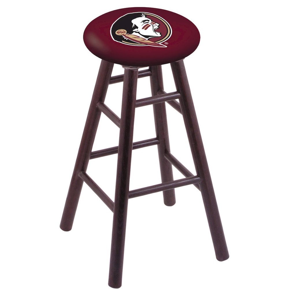 Oak Counter Stool in Dark Cherry Finish with Florida State (Head) Seat