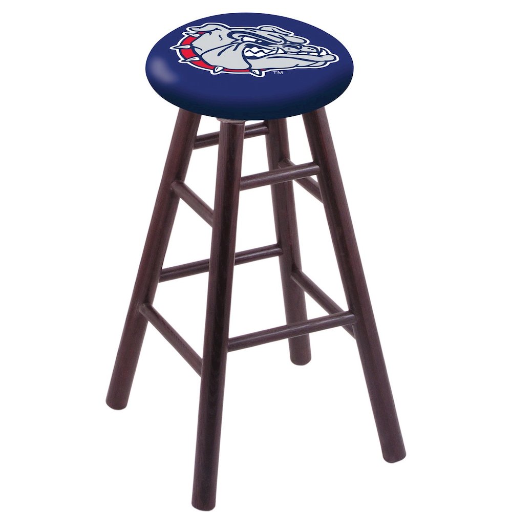 Oak Counter Stool in Dark Cherry Finish with Gonzaga Seat