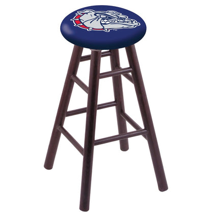 Oak Counter Stool in Dark Cherry Finish with Gonzaga Seat