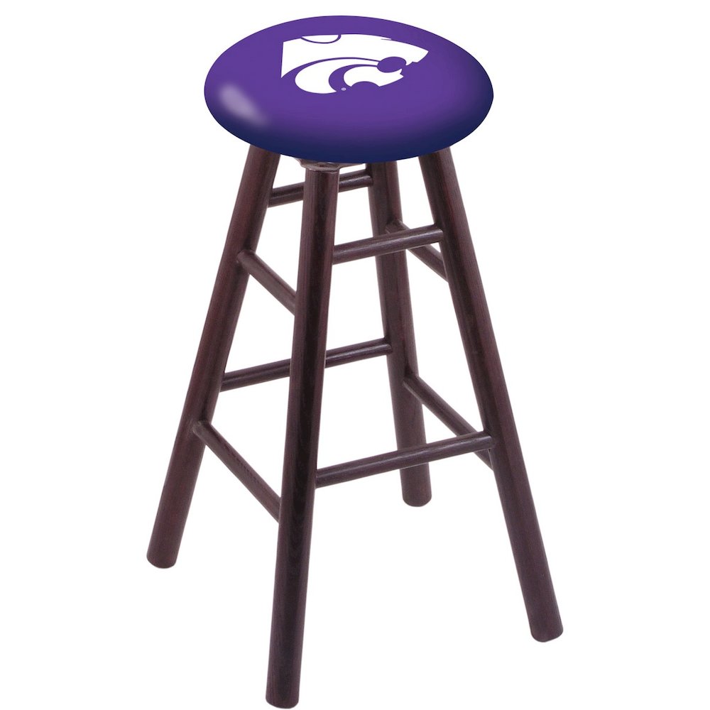 Oak Counter Stool in Dark Cherry Finish with Kansas State Seat