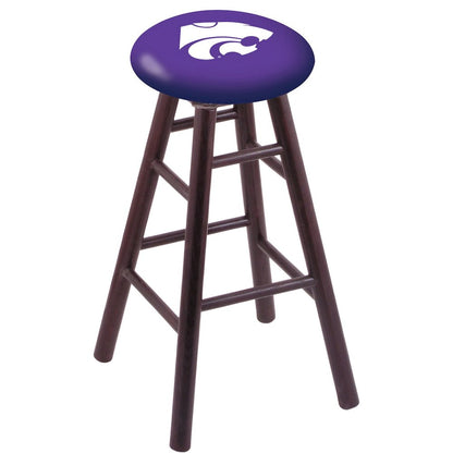 Oak Counter Stool in Dark Cherry Finish with Kansas State Seat