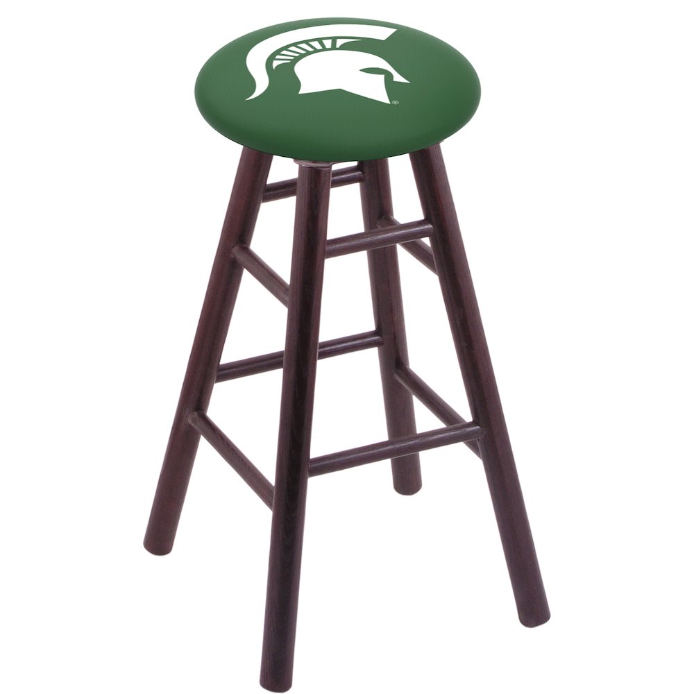 Oak Counter Stool in Dark Cherry Finish with Michigan State Seat