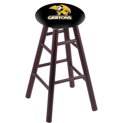 Oak Counter Stool in Dark Cherry Finish with Missouri Western State Seat