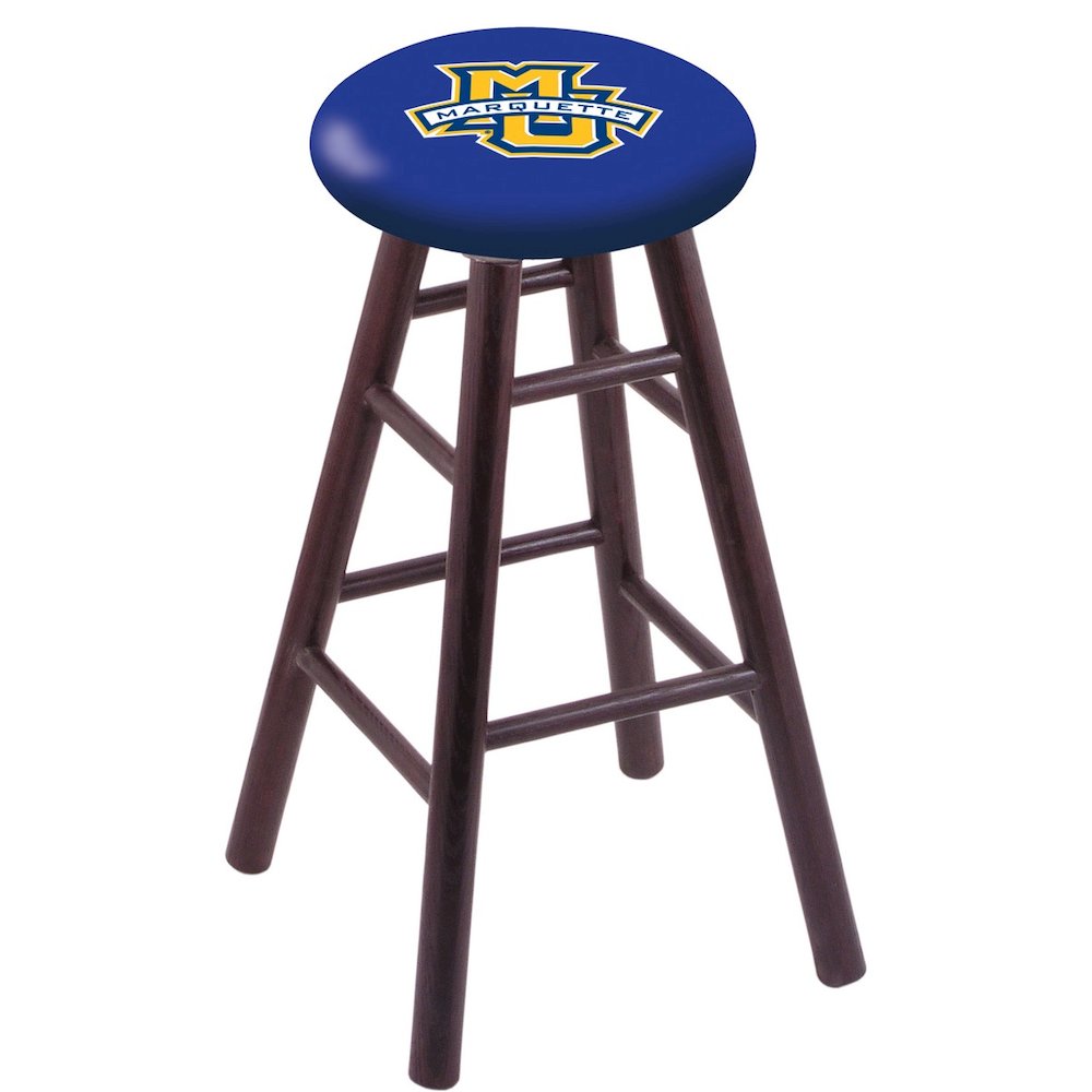 Oak Counter Stool in Dark Cherry Finish with Marquette University Seat