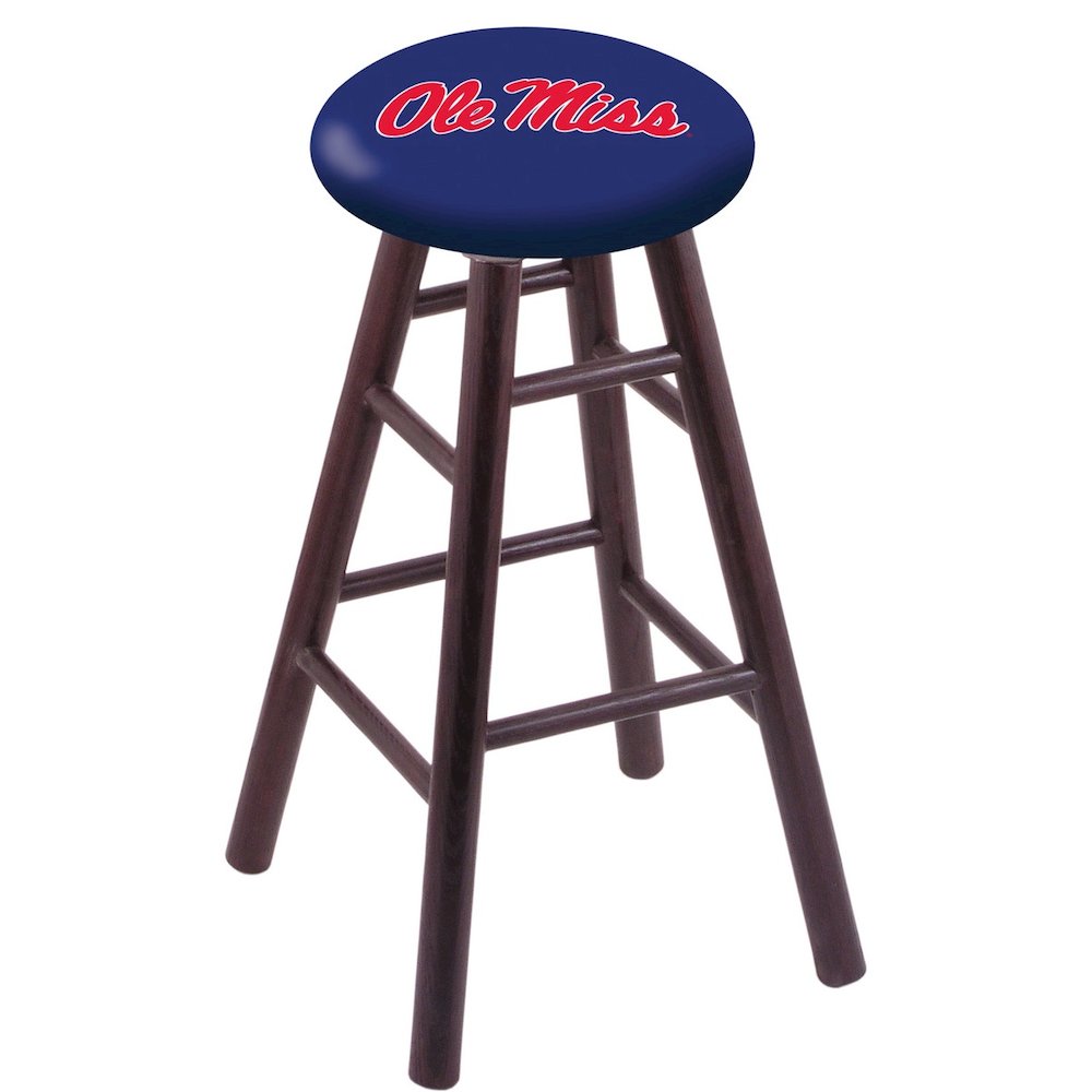 Oak Counter Stool in Dark Cherry Finish with Ole' Miss Seat