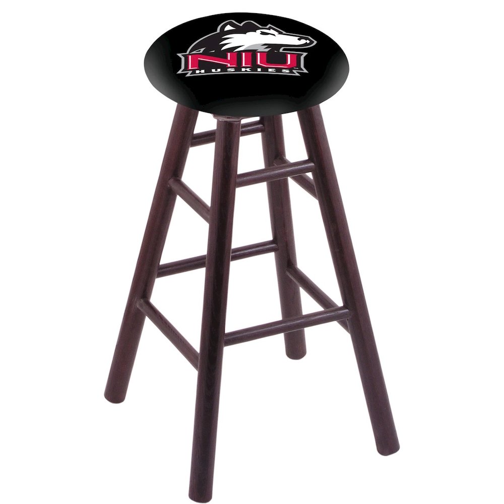 Oak Counter Stool in Dark Cherry Finish with Northern Illinois Seat
