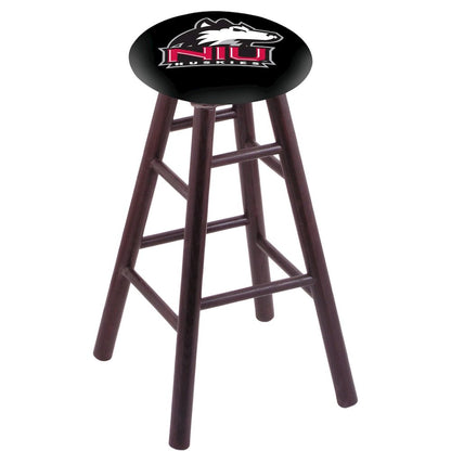Oak Counter Stool in Dark Cherry Finish with Northern Illinois Seat