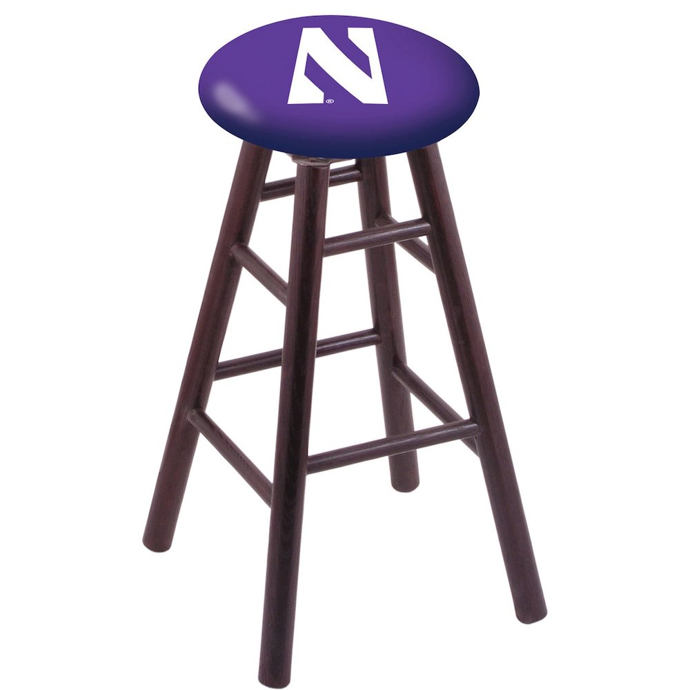 Oak Counter Stool in Dark Cherry Finish with Northwestern Seat