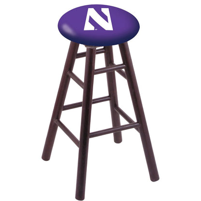 Oak Counter Stool in Dark Cherry Finish with Northwestern Seat
