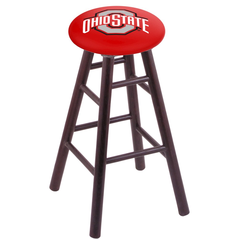 Oak Counter Stool in Dark Cherry Finish with Ohio State Seat