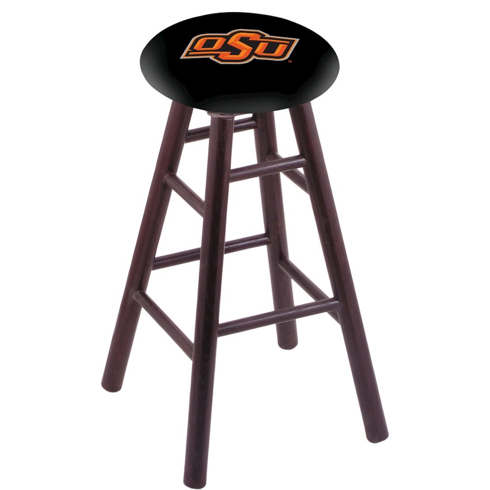 Oak Counter Stool in Dark Cherry Finish with Oklahoma State Seat