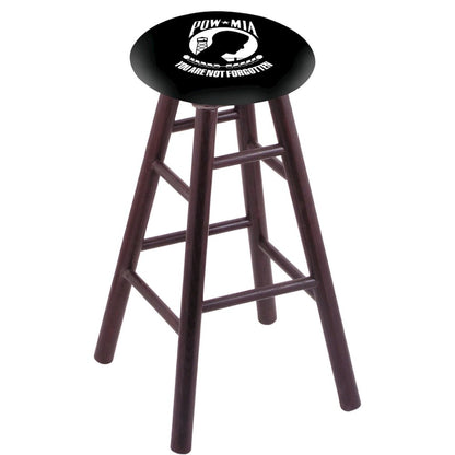 Oak Bar Stool in Dark Cherry Finish with POW/MIA Seat