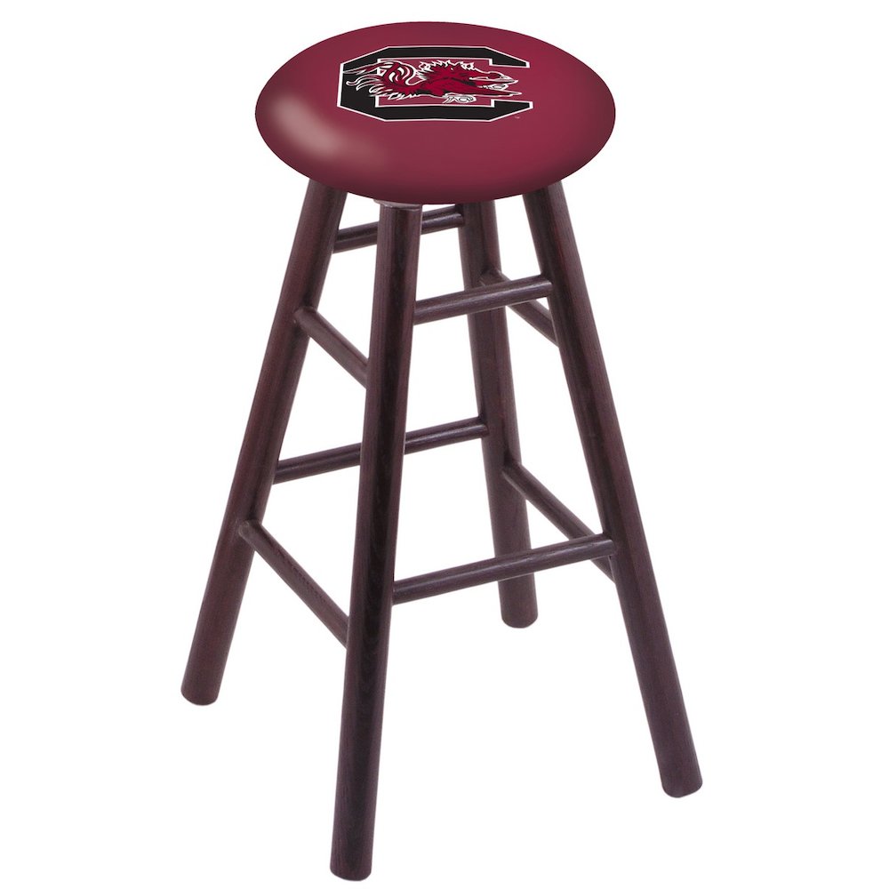 Oak Counter Stool in Dark Cherry Finish with South Carolina Seat