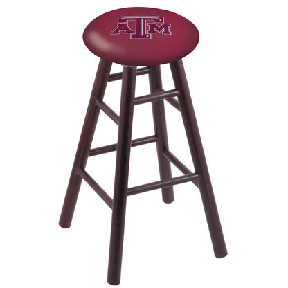 Oak Counter Stool in Dark Cherry Finish with Texas A&M Seat