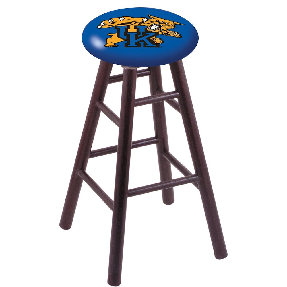 Oak Counter Stool in Dark Cherry Finish with Kentucky "Wildcat" Seat
