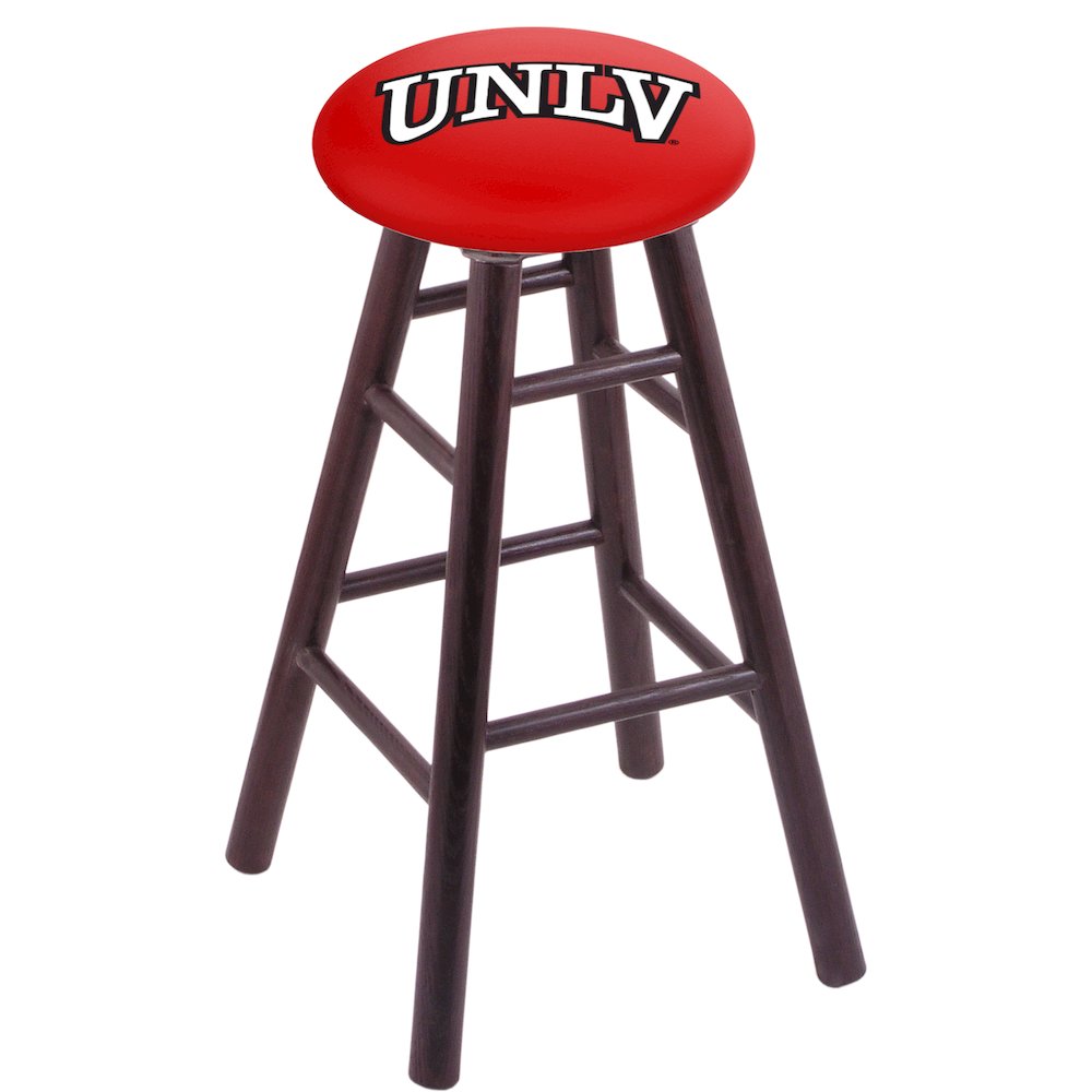 Oak Counter Stool in Dark Cherry Finish with UNLV Seat