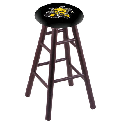 Oak Counter Stool in Dark Cherry Finish with Wichita State Seat