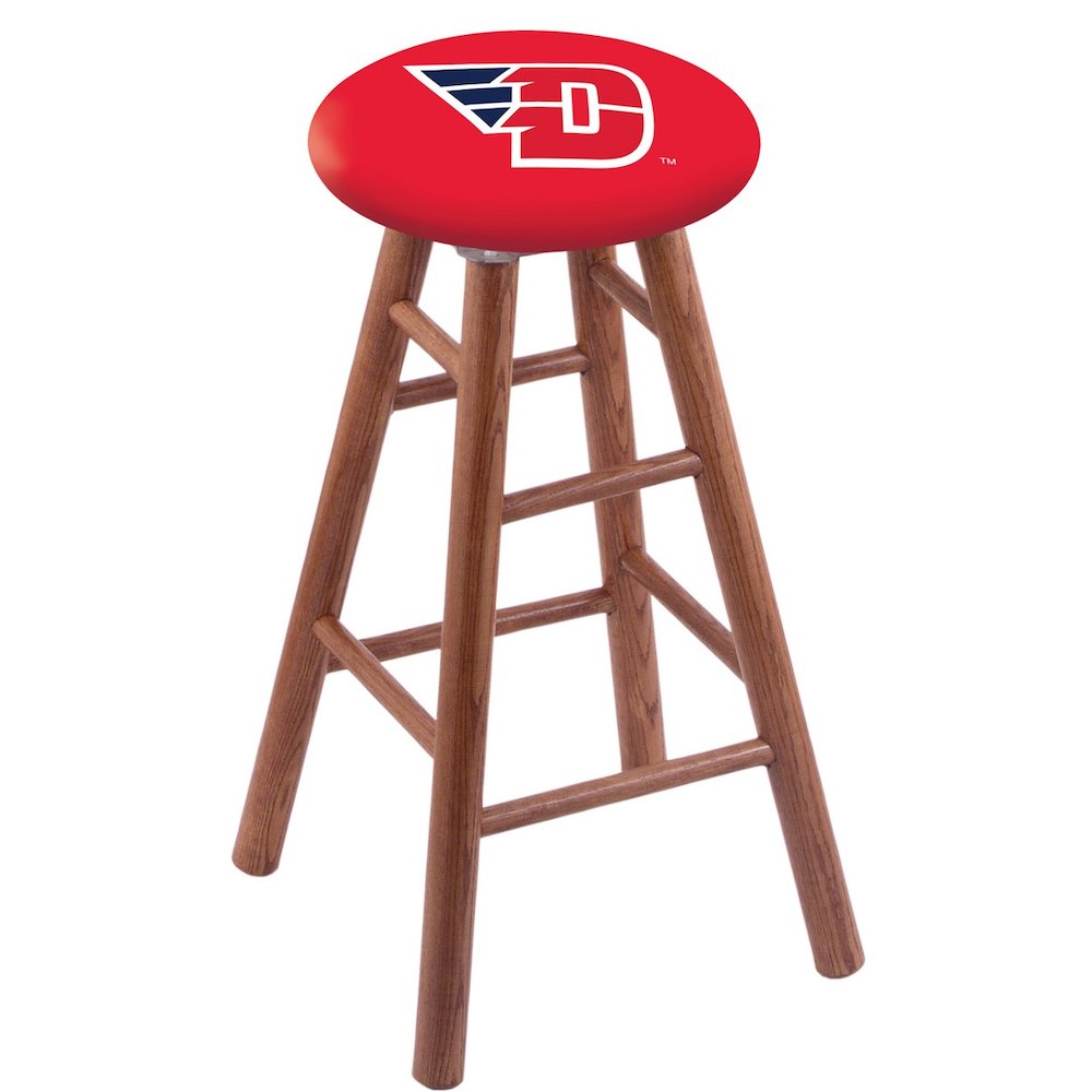 Oak Counter Stool in Medium Finish with University of Dayton Seat