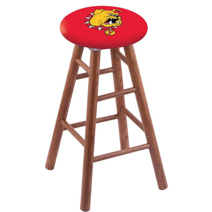 Oak Counter Stool in Medium Finish with Ferris State Seat