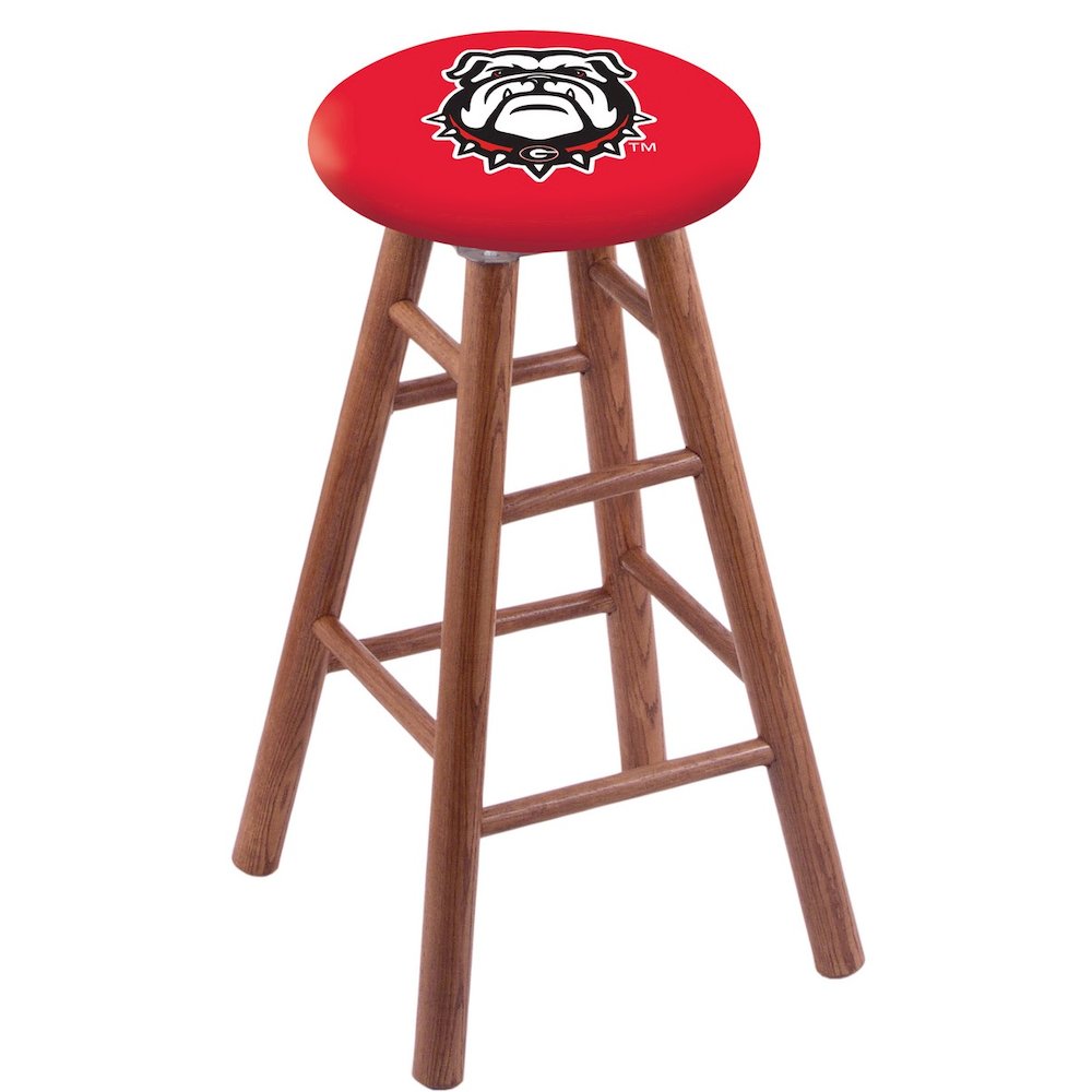 Oak Counter Stool in Medium Finish with Georgia "Bulldog" Seat