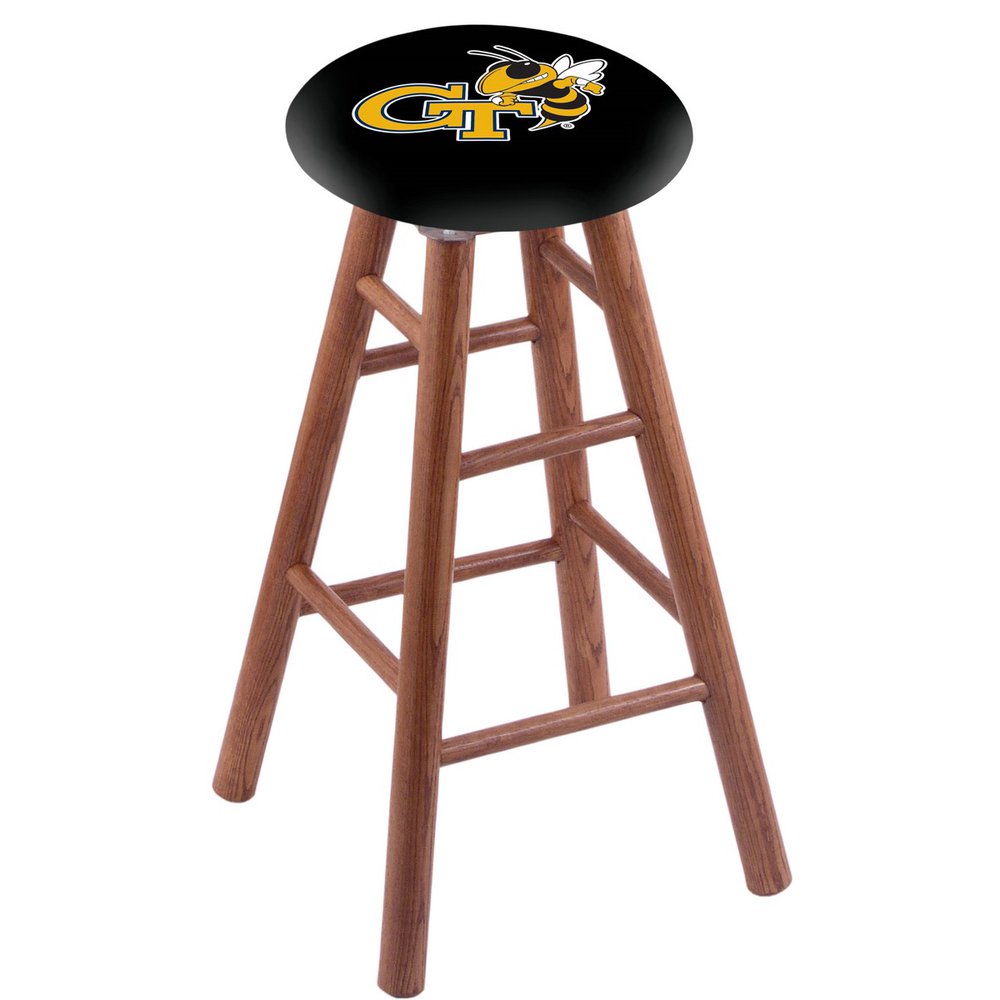Oak Counter Stool in Medium Finish with Georgia Tech Seat