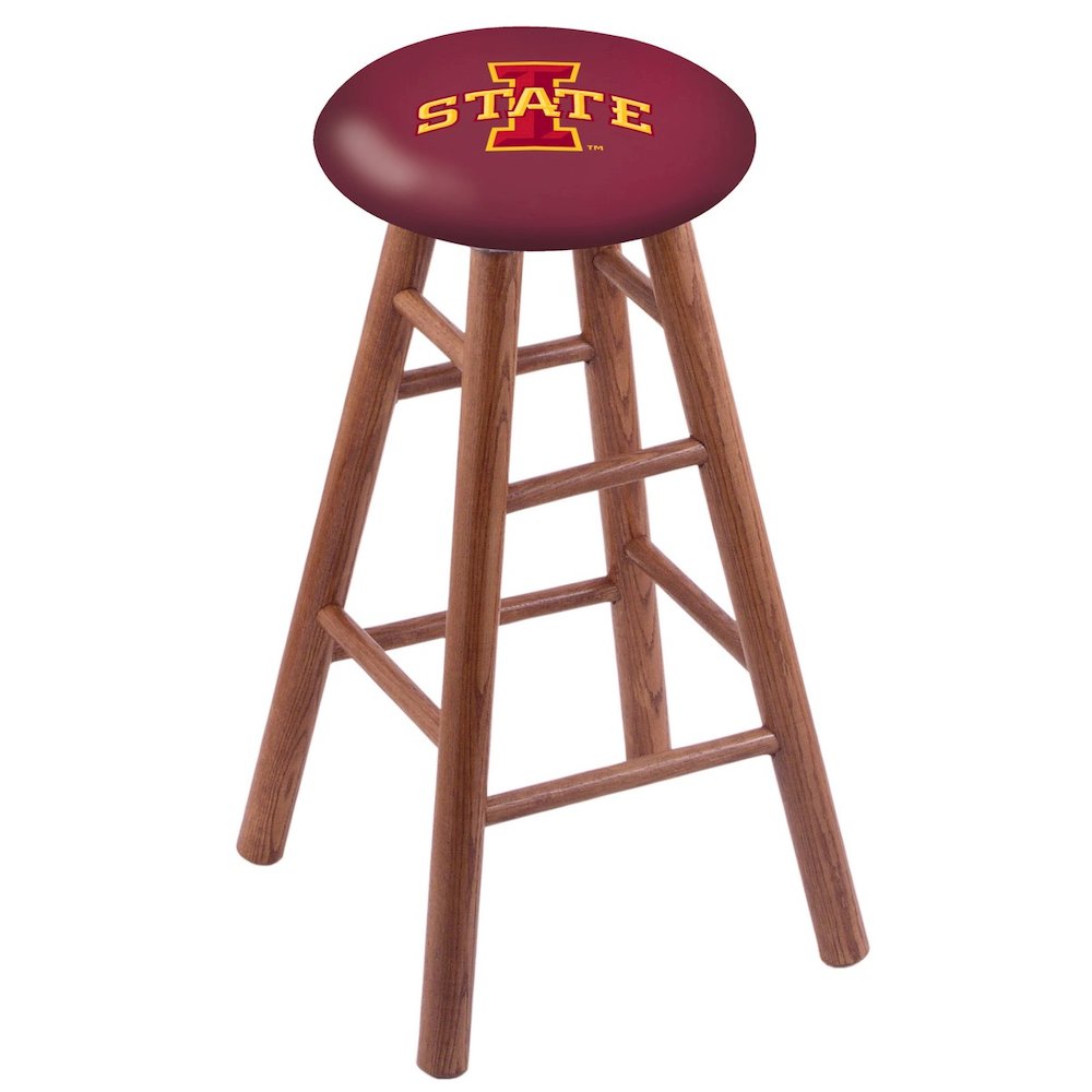 Oak Counter Stool in Medium Finish with Iowa State Seat