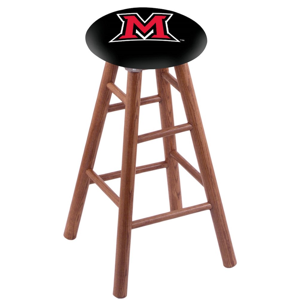 Oak Counter Stool in Medium Finish with Miami (OH) Seat