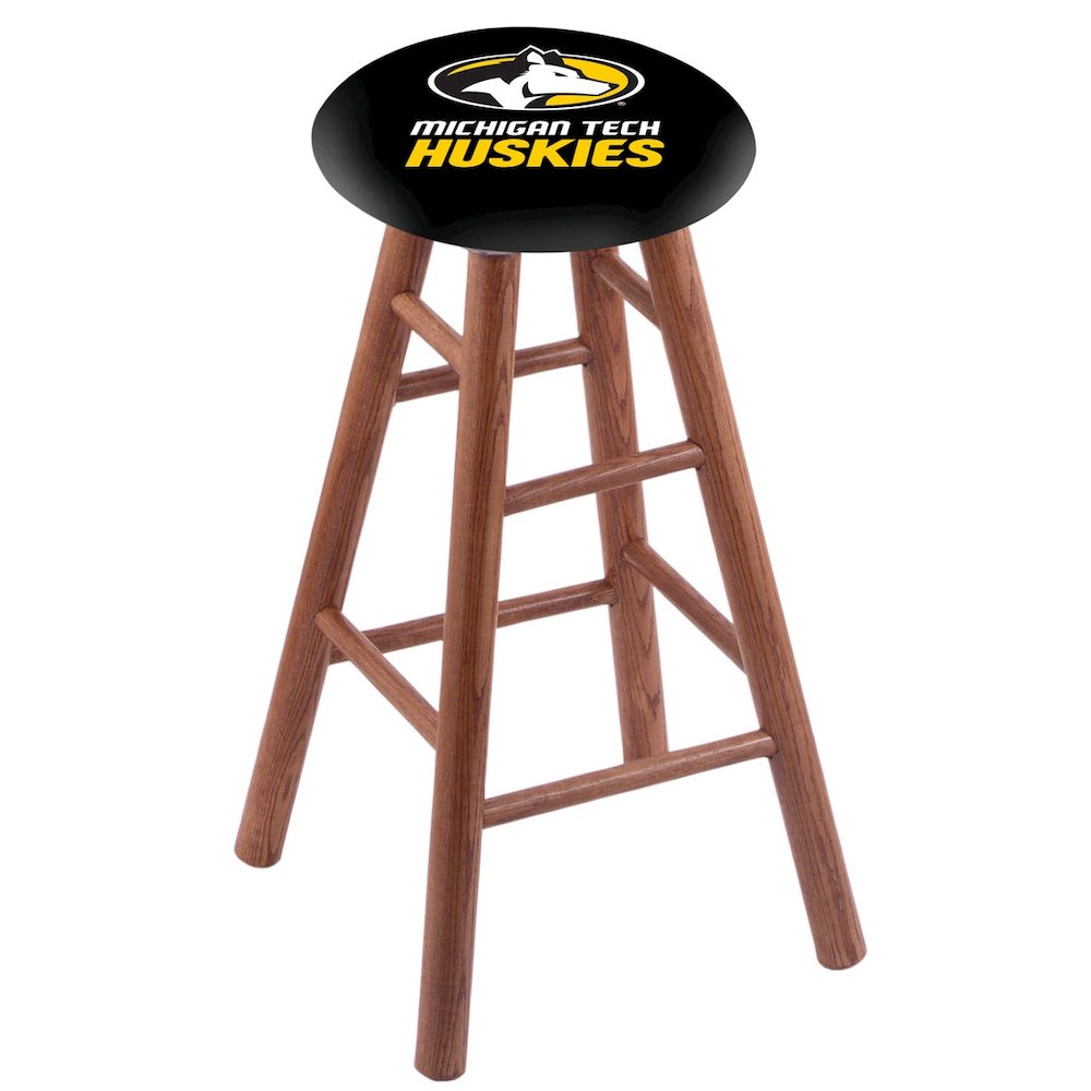 Oak Bar Stool in Medium Finish with Michigan Tech Seat