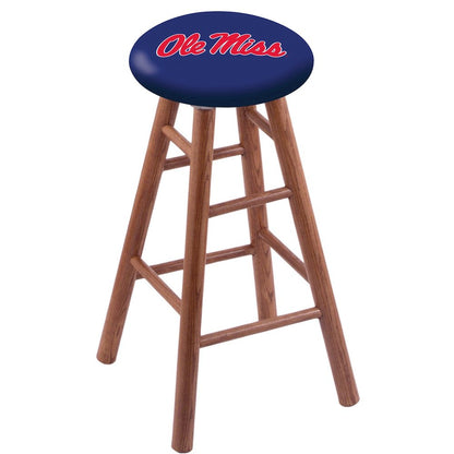 Oak Counter Stool in Medium Finish with Ole' Miss Seat