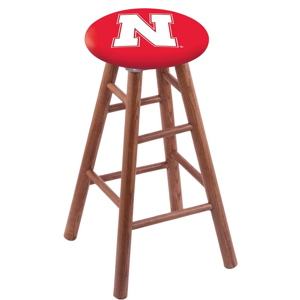 Oak Counter Stool in Medium Finish with Nebraska Seat
