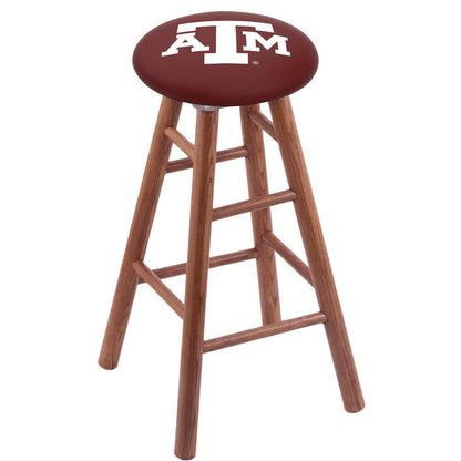 Oak Counter Stool in Medium Finish with Texas A&M Seat