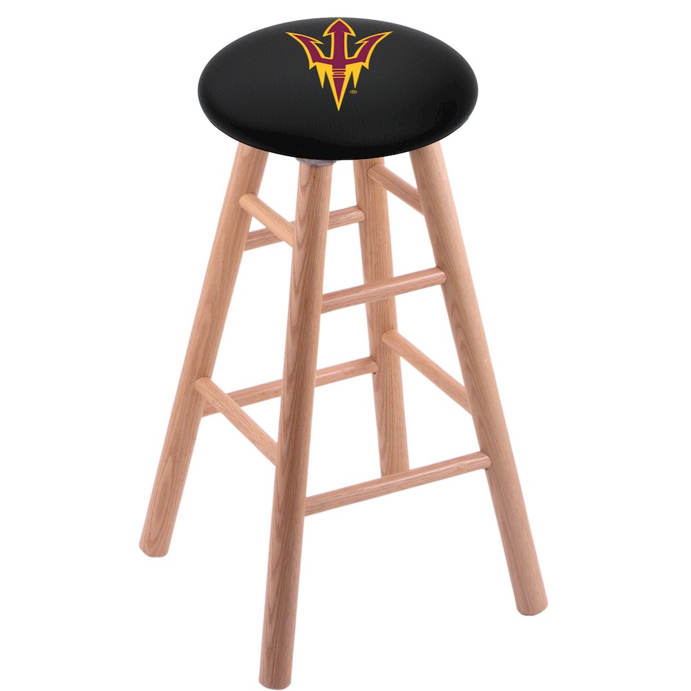Oak Counter Stool in Natural Finish with Arizona State (Pitchfork) Seat