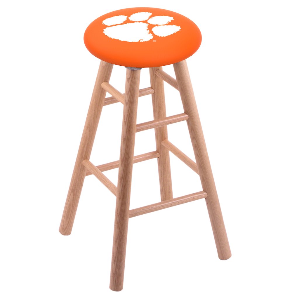 Oak Counter Stool in Natural Finish with Clemson Seat