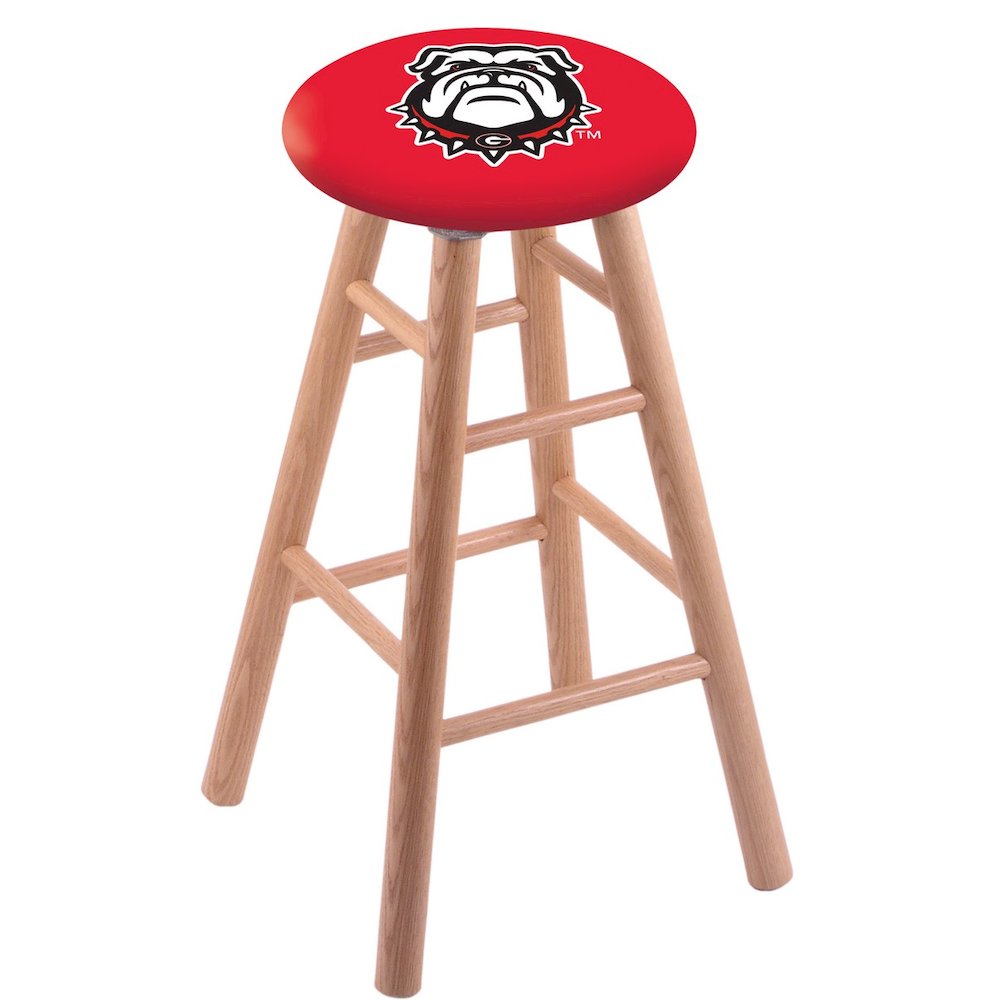 Oak Counter Stool in Natural Finish with Georgia "Bulldog" Seat