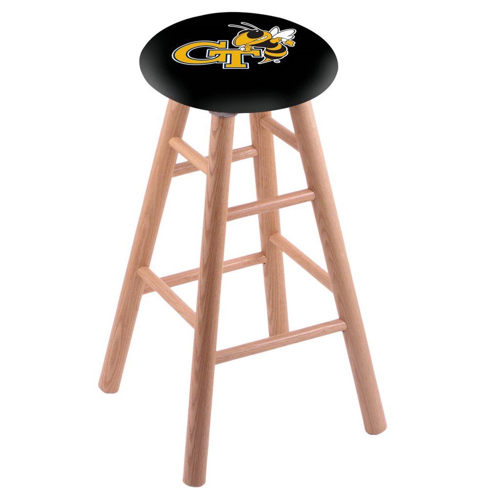 Oak Counter Stool in Natural Finish with Georgia Tech Seat