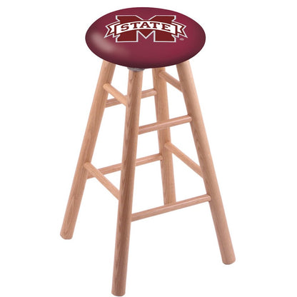 Oak Counter Stool in Natural Finish with Mississippi State Seat